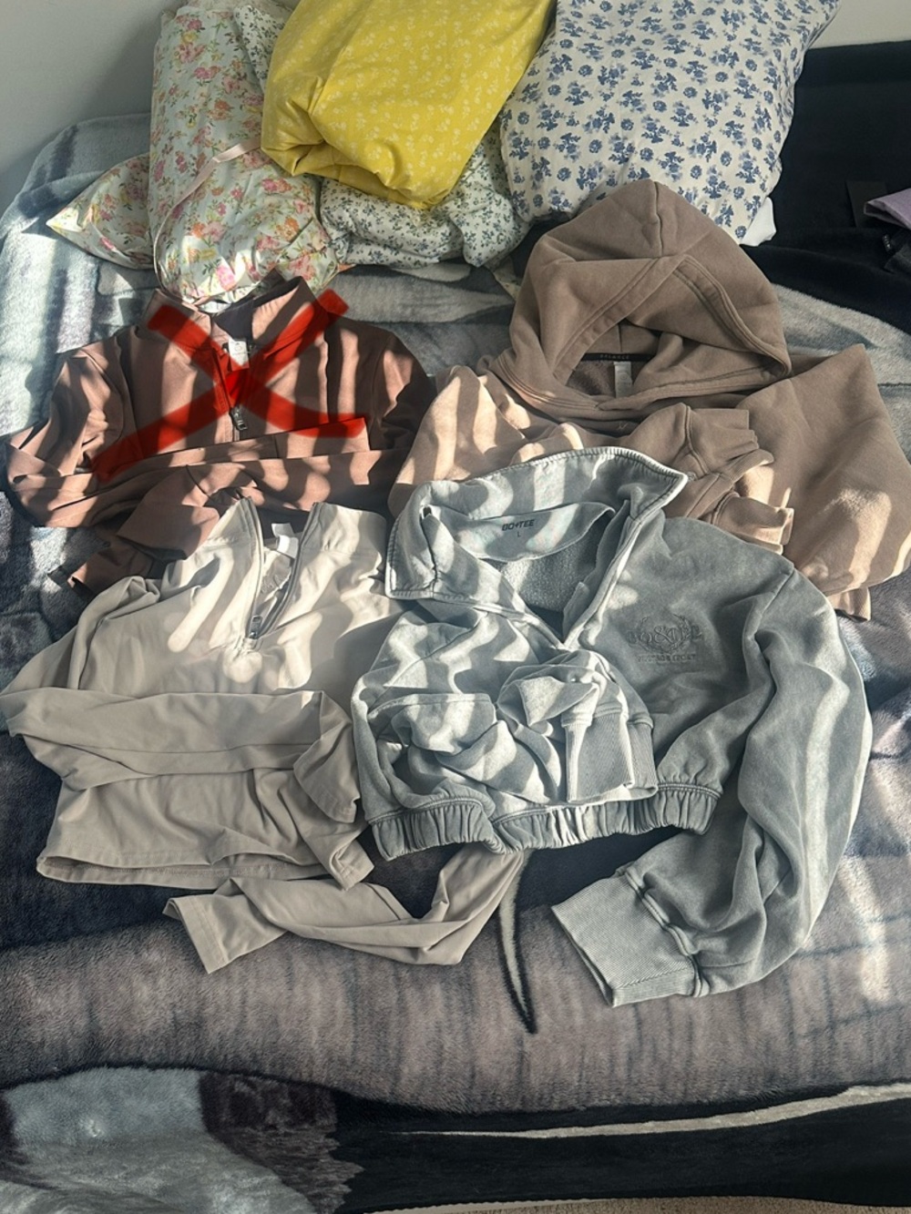 4 Neutral Tone Cropped Hoodies and Pullovers Set
